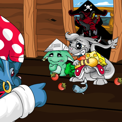 A Poogle and Zafara being caught on a pirate ship.