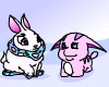 A Cybunny standing next to a pink Poogle.