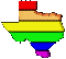 Spinning 3D model of Texas with the gay flag overlayed.
